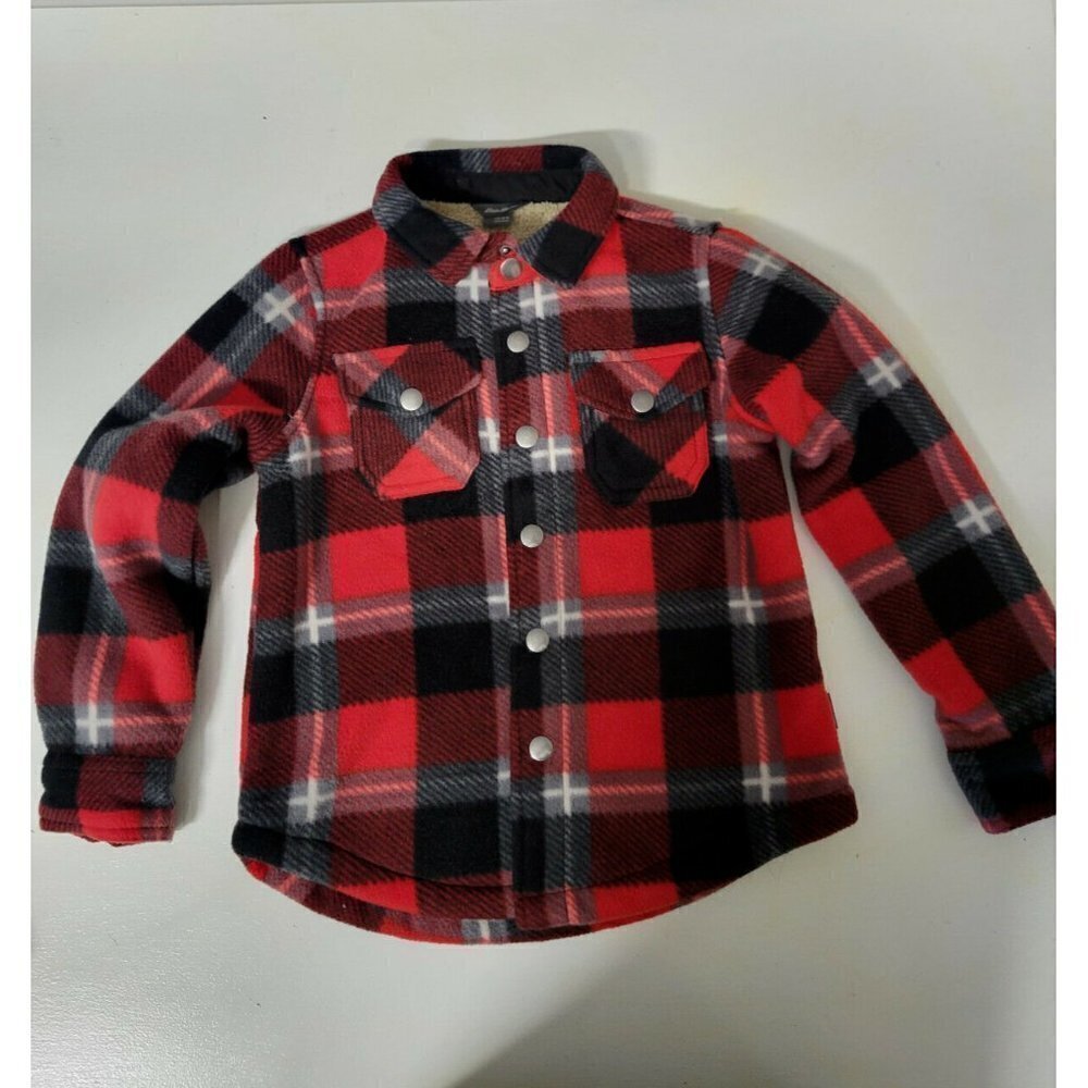 Eddie Bauer Size 4/5  Sherpa Fleece-Lined Shirt‎ Snap Front Boys